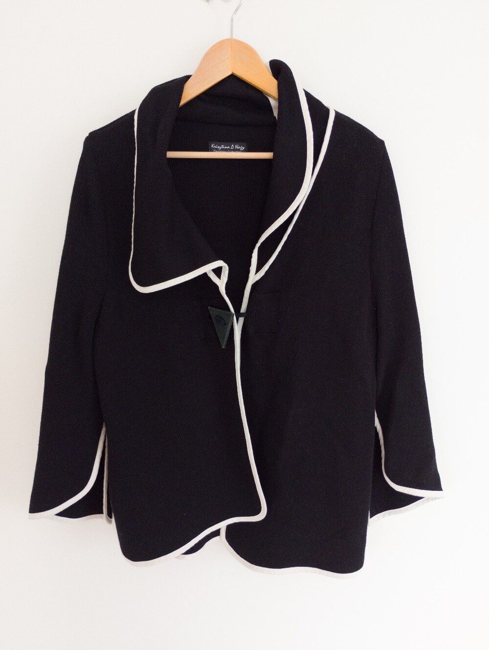 KRISZTINA NAGY Contrast Trim Cotton Blend Knit Cardigan Jacket Large